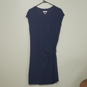 Velvet Blue Side Tie Waist Dress